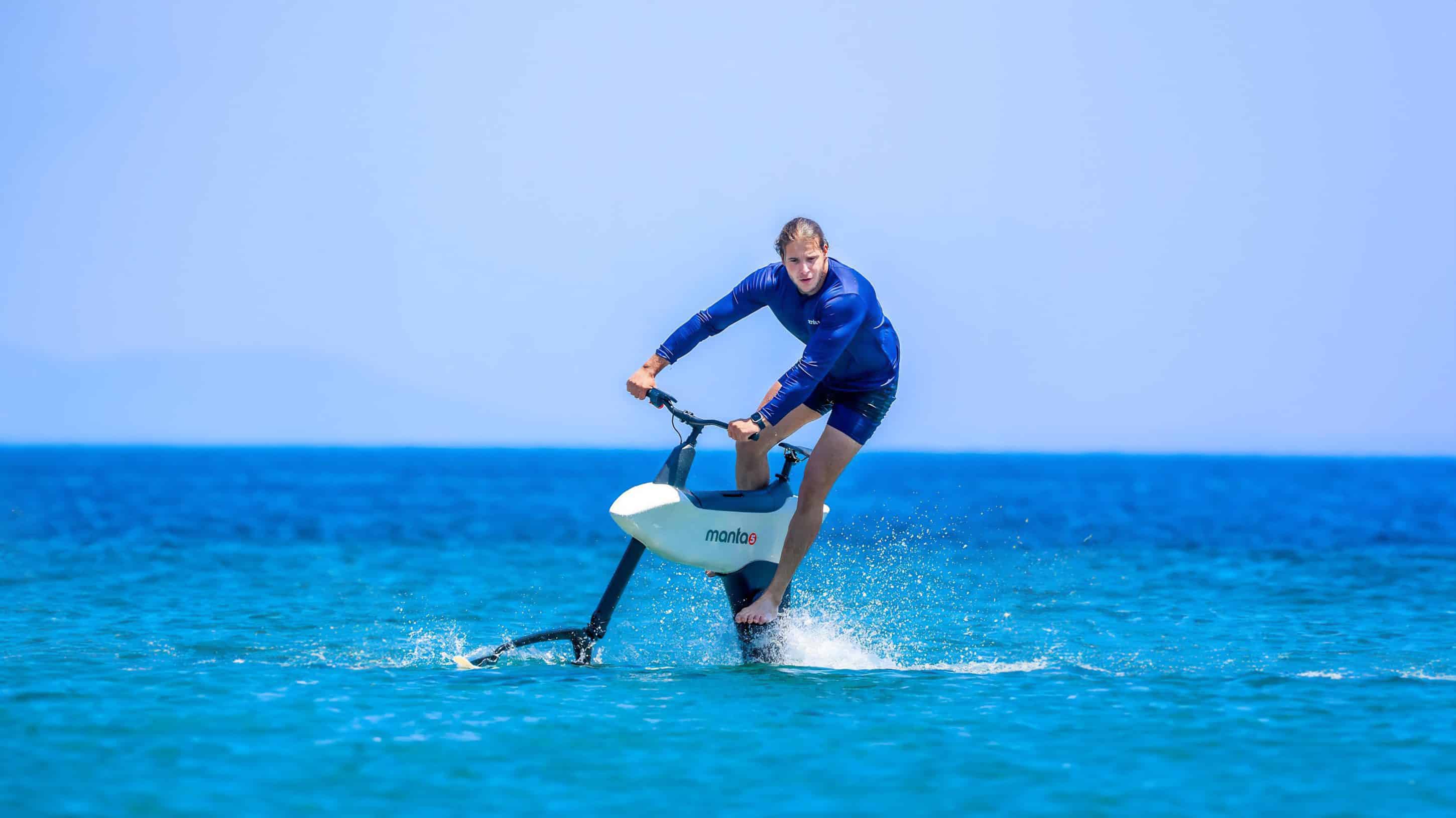 Man riding a Hydrofoil SL3 water bike in Turkey